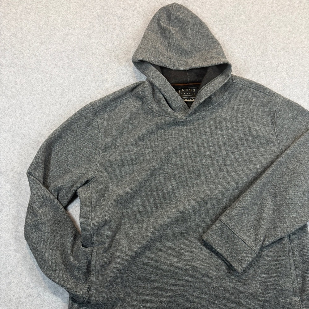 Jachs New York Hoodie Mens XL Grey Pullover Textured Knit Wool Blend Outdoor